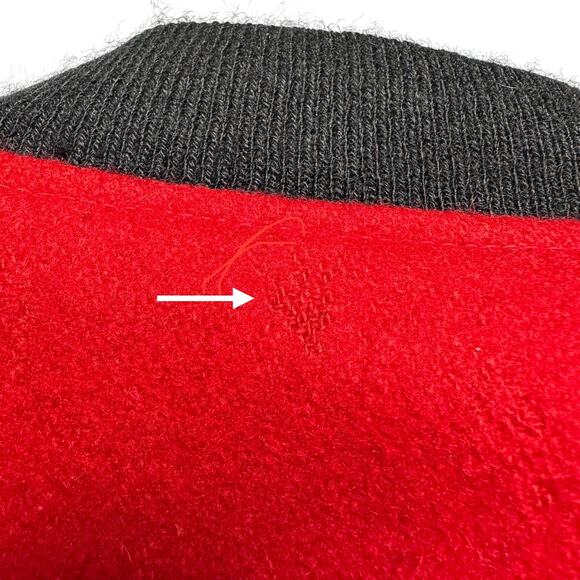 Le Tigre | Men | Vintage 80s Red Wool Felt Bomber Jacket | Size 38 Small - Picture 11 of 11